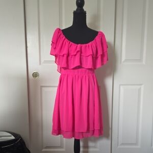 CBR Vibrant Pink Ruffle Mini Dress